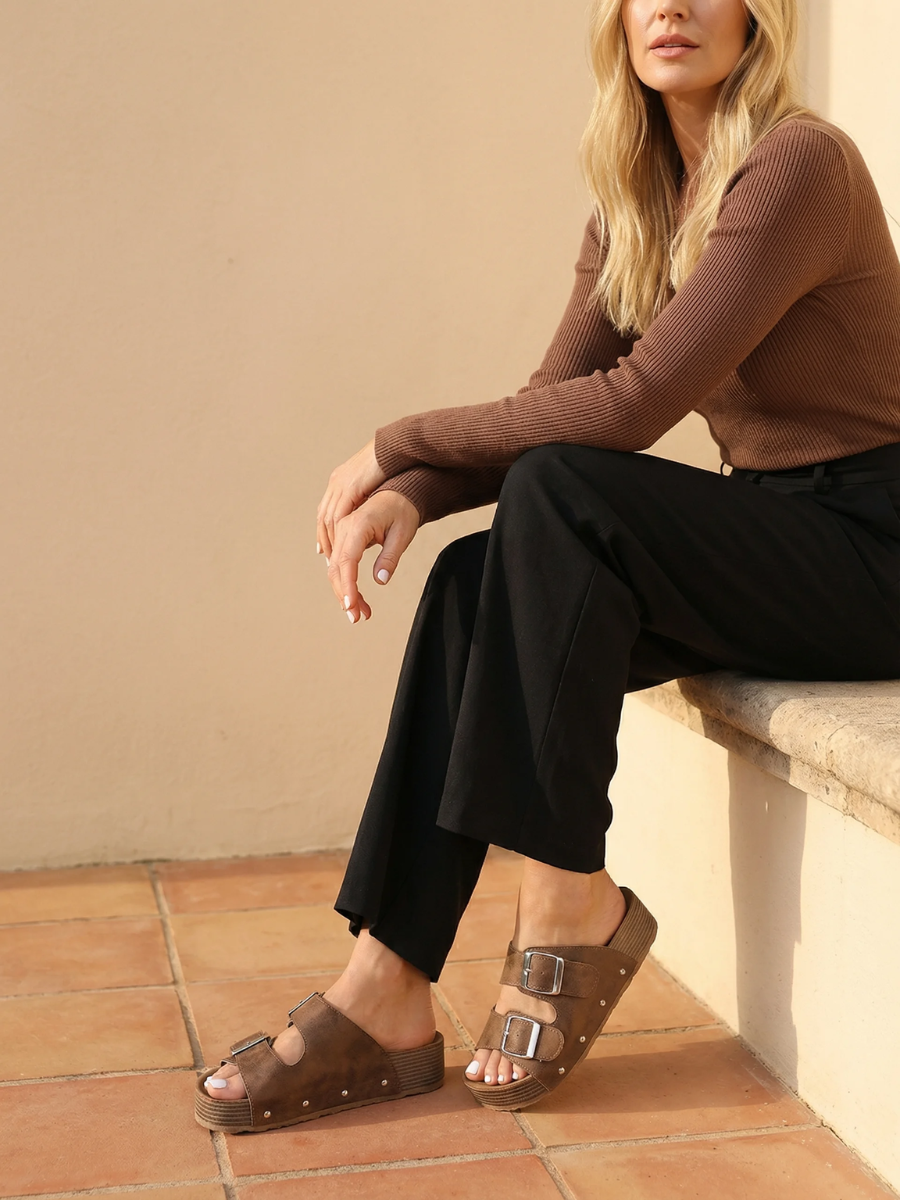 Double Strap Sandal - Brown
