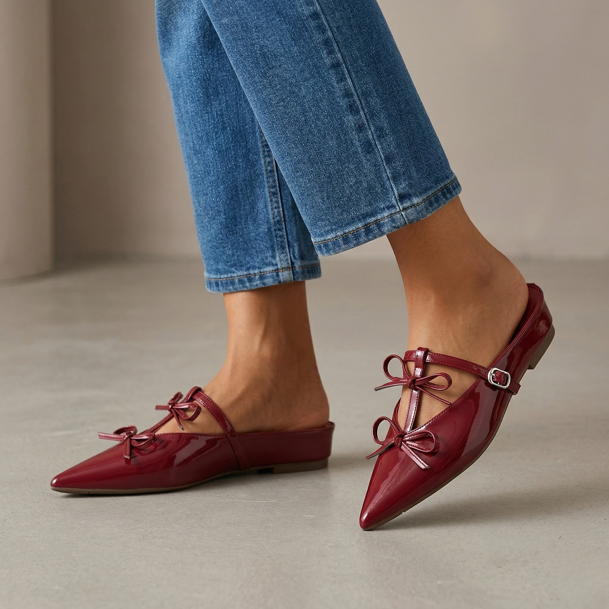 Scarlet Bow Mules