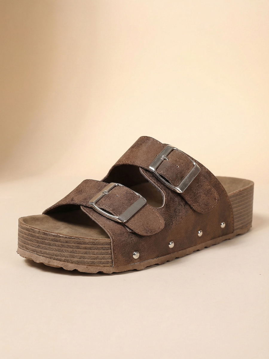 Double Strap Sandal - Brown