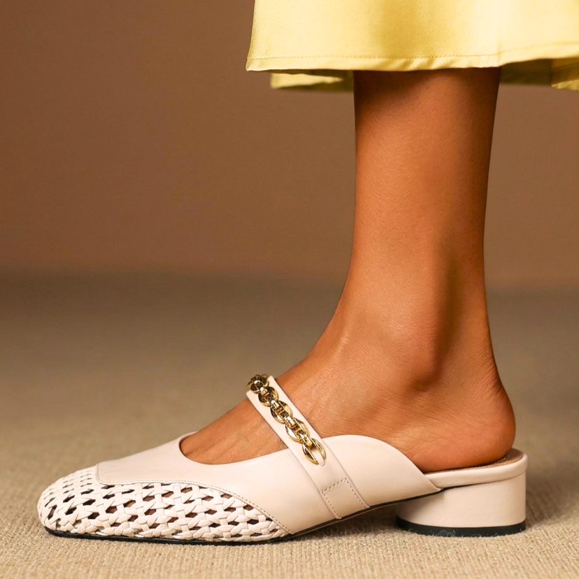 Amelie Woven Leather Mules