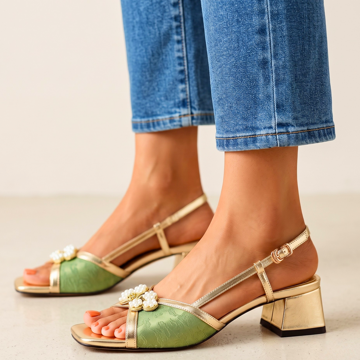 Serena Pearl Block Heels