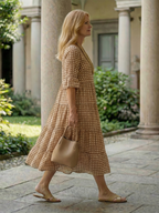 Arlo | Polka Dot Tiered Midi Dress Short Sleeve