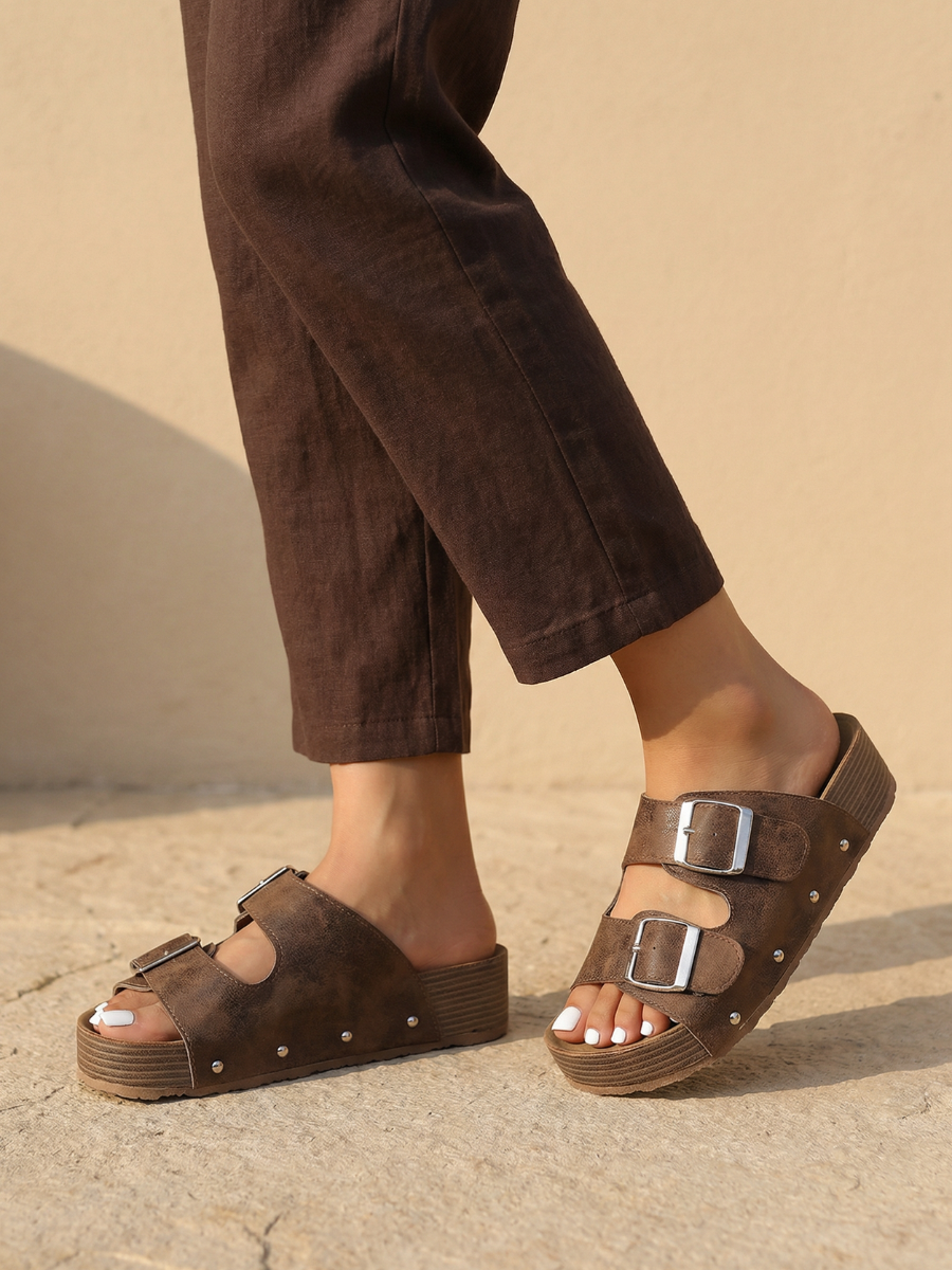 Double Strap Sandal - Brown