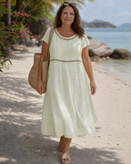 Sormane | Textured Short Sleeve Relaxed Knee Length Dress