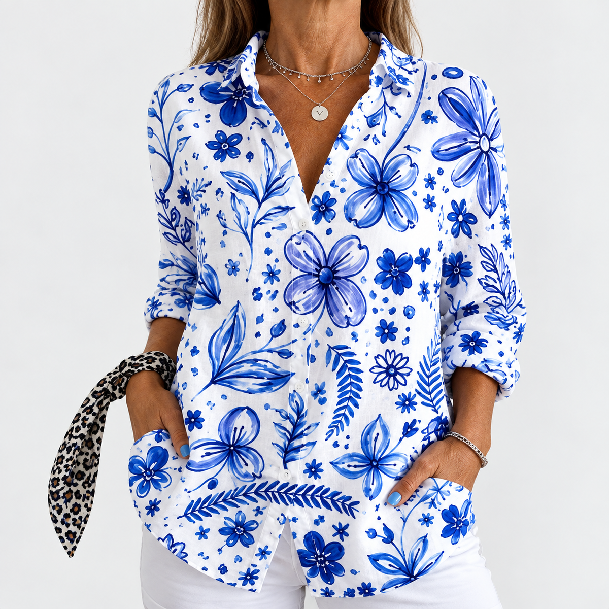 Hazel | Blue Blossom Botanical Blouse