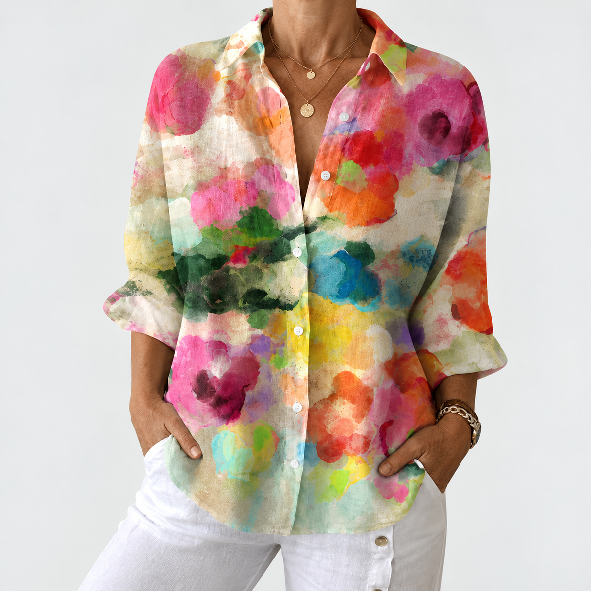 Zinnia | Vibrant Watercolor Floral Blouse