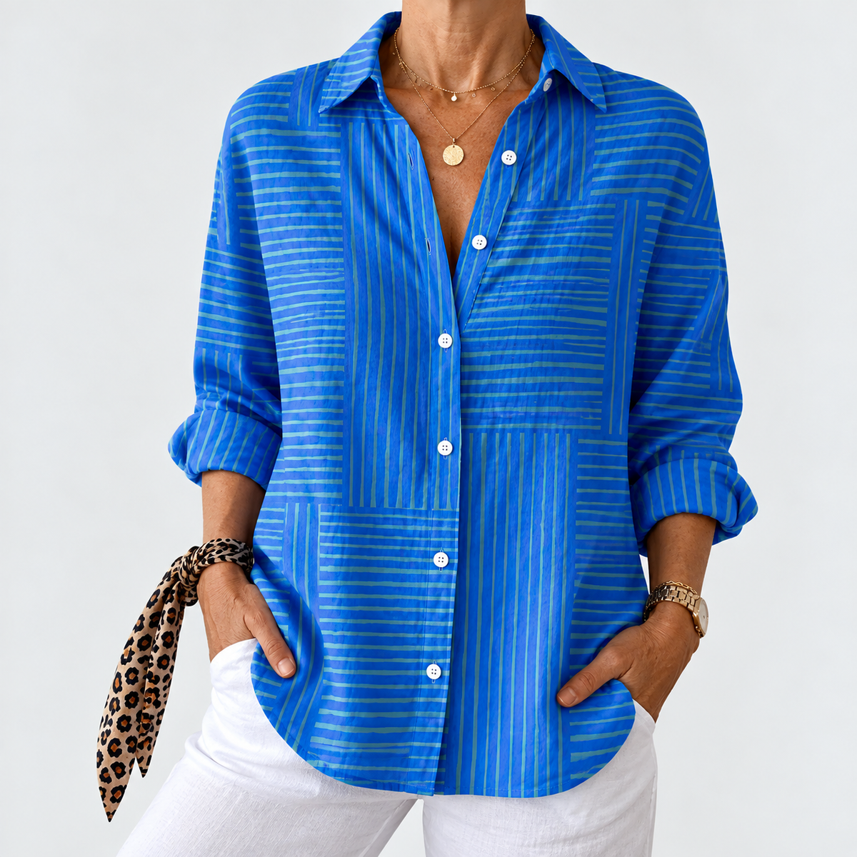 Emma | Modern Blue Stripe Blouse