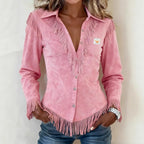 Marlyn | Elegant Fringe Button-Up Blouse