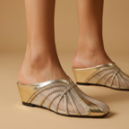 Celeste Metallic Mules