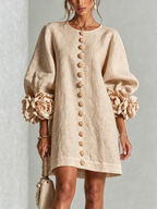 Floral Mini Dress with Eye-Catching Floral Cuffs