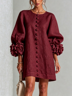 Floral Mini Dress with Eye-Catching Floral Cuffs