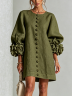 Floral Mini Dress with Eye-Catching Floral Cuffs