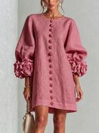 Floral Mini Dress with Eye-Catching Floral Cuffs