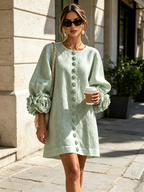 Floral Mini Dress with Eye-Catching Floral Cuffs
