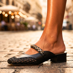 Amelie Woven Leather Mules