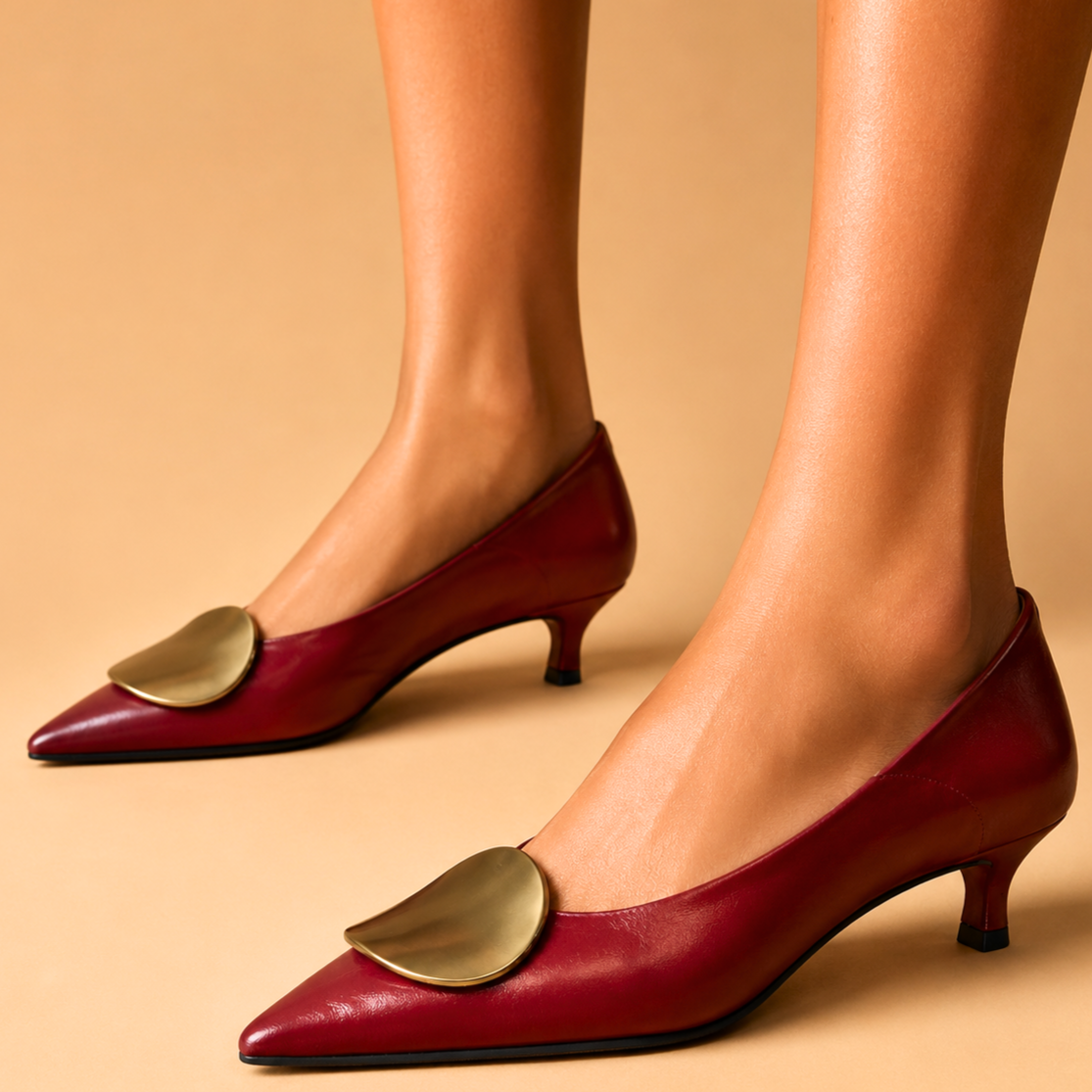Marie Lou Leather Kitten Heels