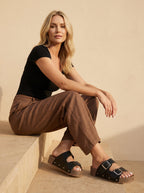Double Strap Sandal - Black