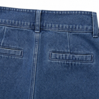 Velara – Asymmetric Wrap-Front Knee-Length Denim Look Bermuda Shorts